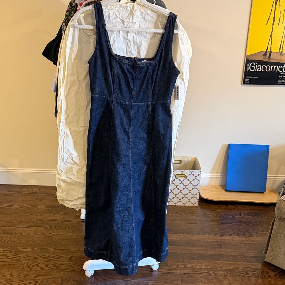 Denim Maxi dress with corset-style seams